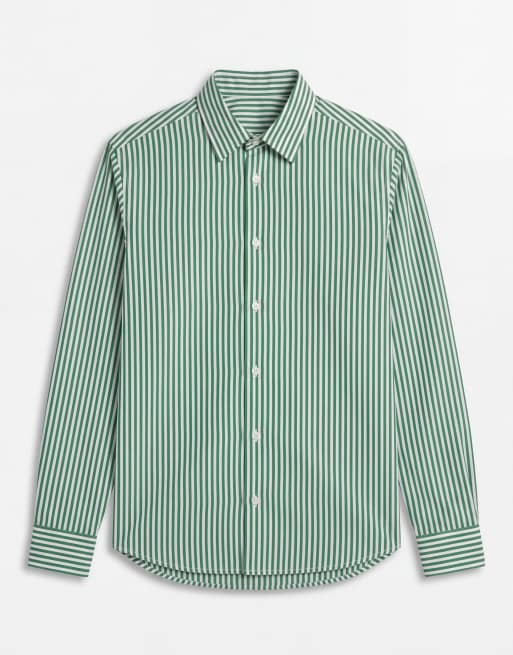 ASOS DESIGN afslappet poplinskjorte med striber i grøn, 6 af 7