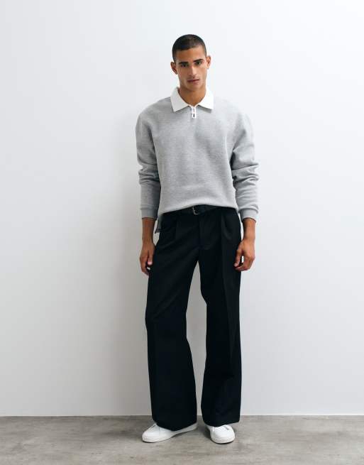 ASOS DESIGN afslappet rugby-polo med hakrevers og knapper i grå, 3 af 5