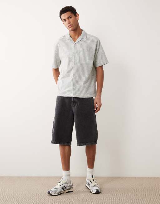 ASOS DESIGN - Afslappet skjorte i bæk-og-bølge-stof med blå striber, 2 af 5