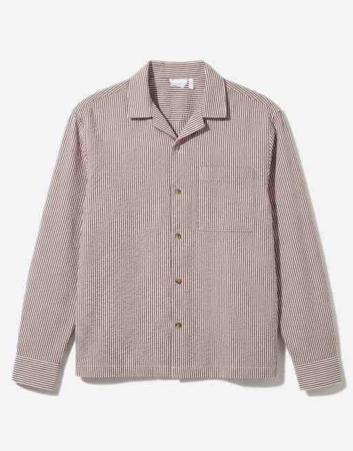 ASOS DESIGN - Afslappet skjorte i bæk-og-bølge-stof med bordeauxrøde striber, 6 af 7