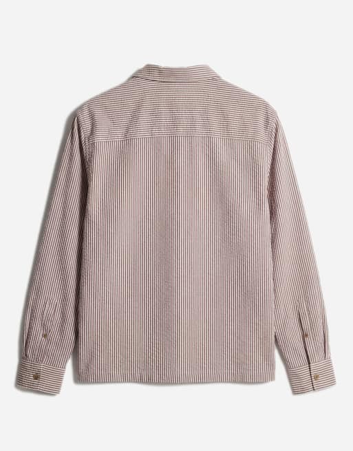 ASOS DESIGN - Afslappet skjorte i bæk-og-bølge-stof med bordeauxrøde striber, 7 af 7