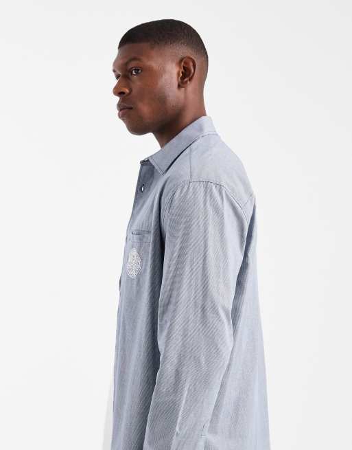 ASOS DESIGN - Afslappet skjorte i blåt tern med brystbrodering, 4 af 5