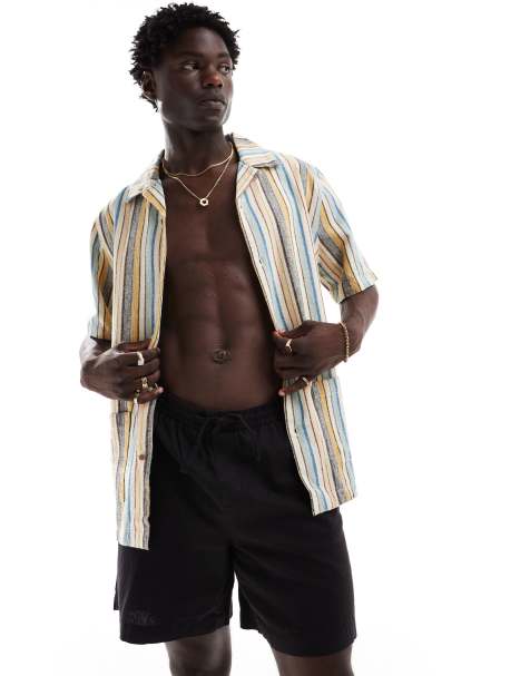 ASOS DESIGN - Afslappet skjorte med revers og vintage striber - Del af sæt - view 1