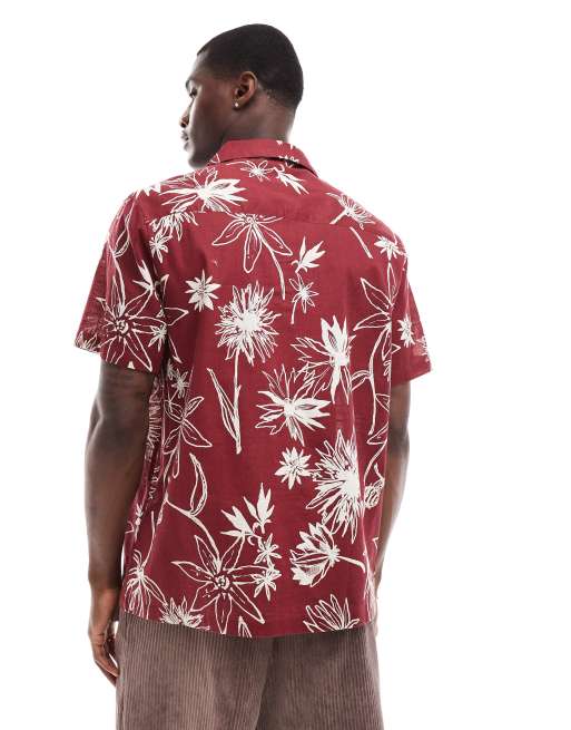 ASOS DESIGN - Afslappet skjorte med reverskrave og blomstermønster i rød, 2 af 4