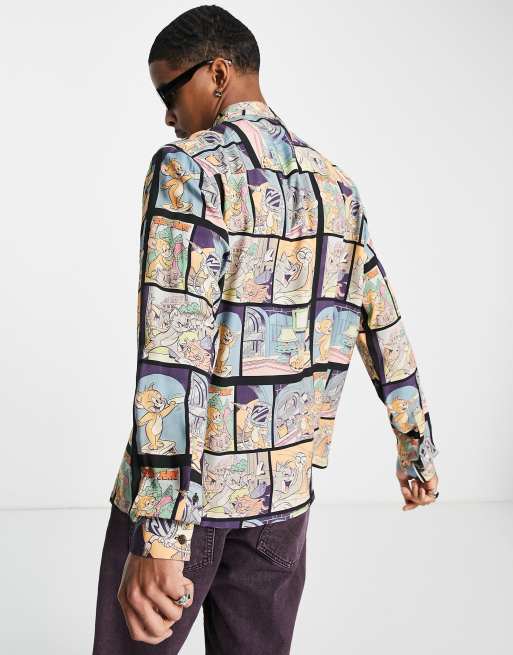 ASOS DESIGN - Afslappet skjorte med 'Tom & Jerry'-print i tegneseriestribe-stil, 2 af 4
