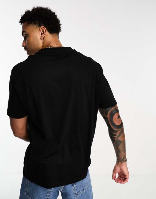 ASOS DESIGN - Afslappet sort T-shirt med abstrakt solnedgangsprint på ryggen, 4 af 4