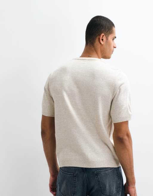 ASOS DESIGN afslappet strikket henley i ecru, 5 af 5