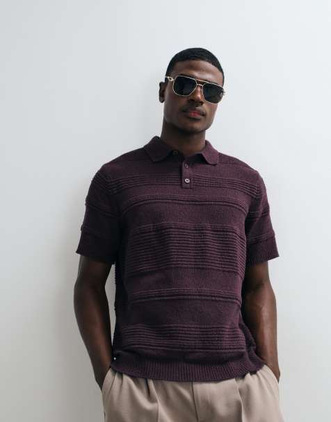 ASOS DESIGN afslappet strikket tekstureret polo i blomme - view 1
