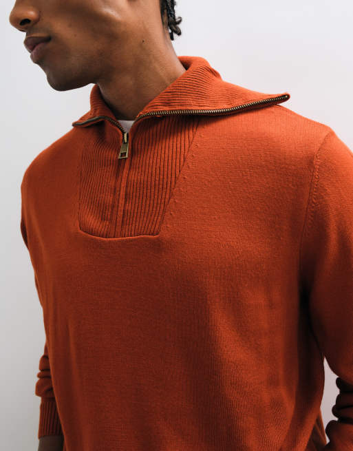 ASOS DESIGN afslappet striktrøje med halv lynlås i rød med oversized krave, 5 af 5