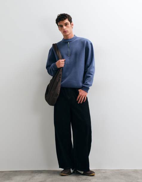 ASOS DESIGN afslappet sweatshirt med lukning i blå - view 1