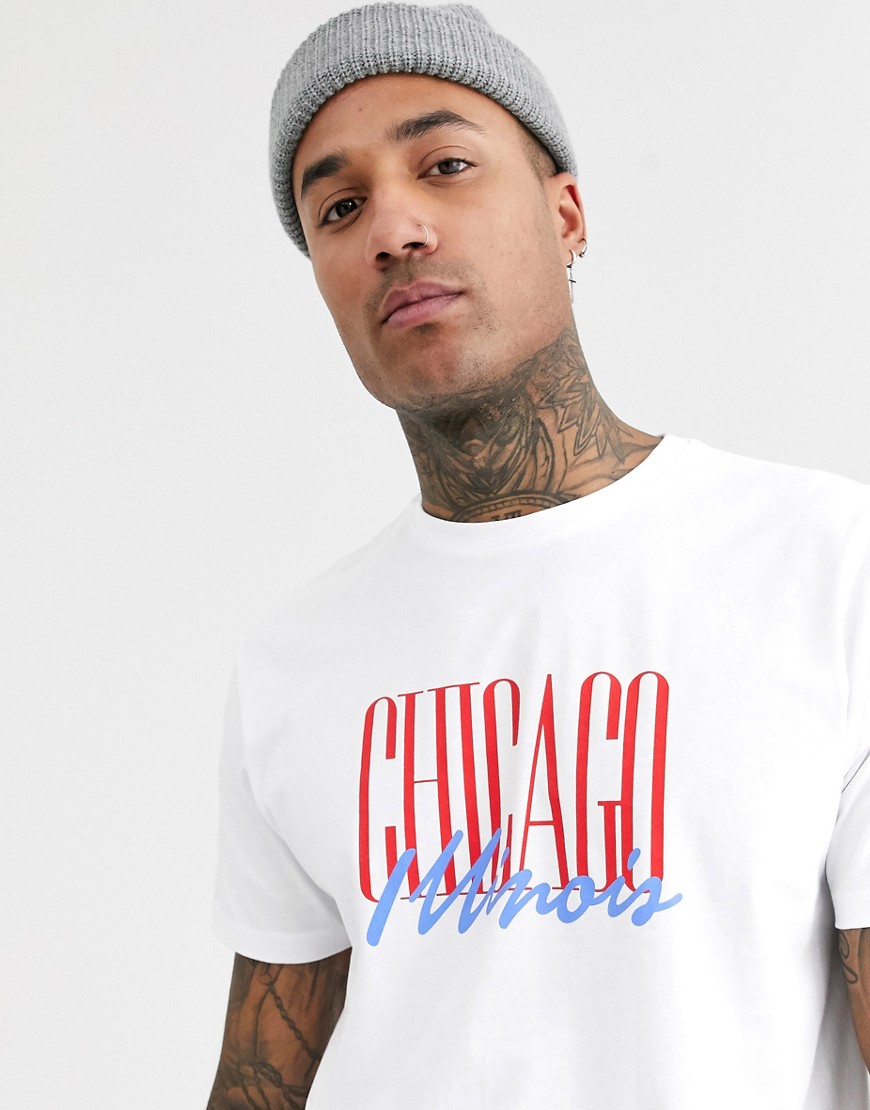 ASOS DESIGN - afslappet t-shirt med city-tekst-print-Hvid