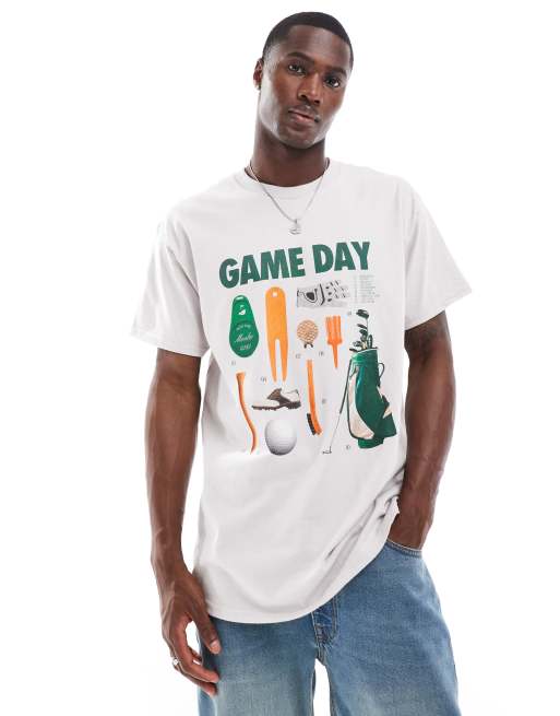 ASOS DESIGN - Afslappet T-shirt med grafisk sportsprint i isgrå