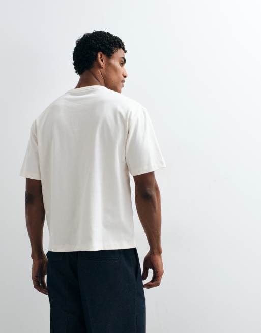 ASOS DESIGN afslappet T-shirt med henley i creme, 4 af 5