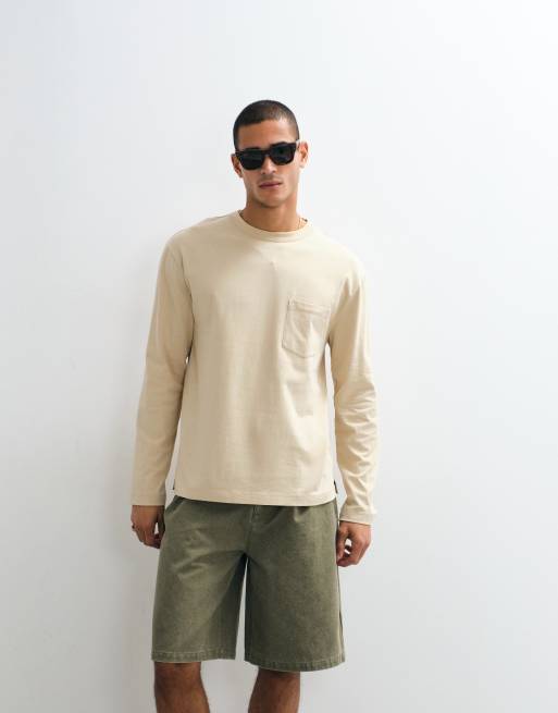 ASOS DESIGN - Afslappet T-shirt med lange ærmer i gul vask, 3 af 7