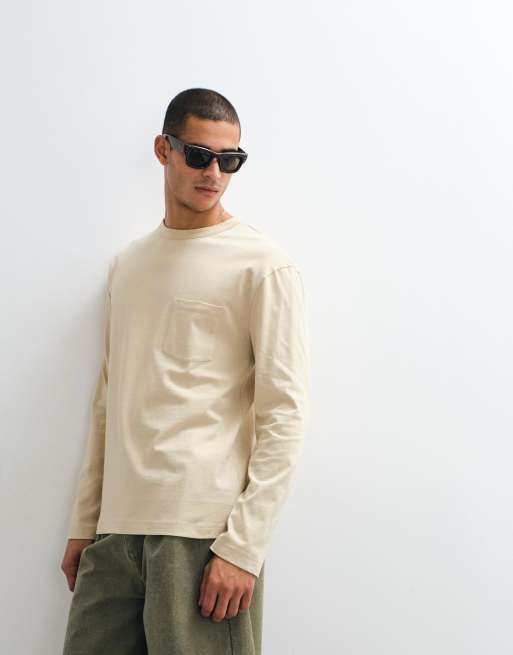ASOS DESIGN - Afslappet T-shirt med lange ærmer i gul vask, 4 af 7