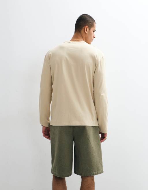 ASOS DESIGN - Afslappet T-shirt med lange ærmer i gul vask, 5 af 7