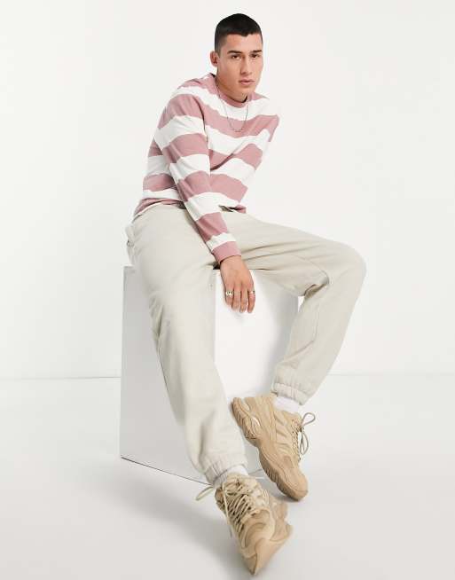ASOS DESIGN - Afslappet T-shirt med lange ærmer og striber i lyserød & hvid, 4 af 4