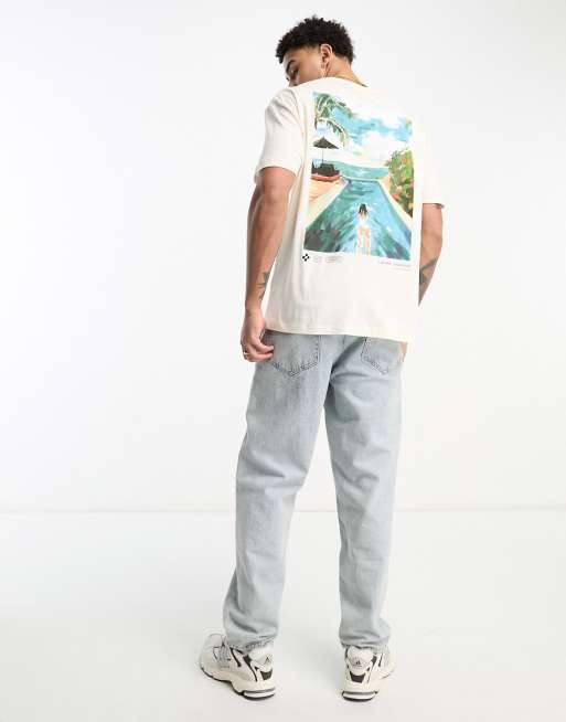 ASOS DESIGN - Afslappet T-shirt med pool-print på ryggen i råhvid, 3 af 4