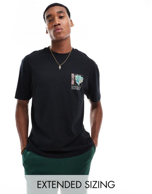 ASOS DESIGN - Afslappet T-shirt med souvenirprint på brystet i sort