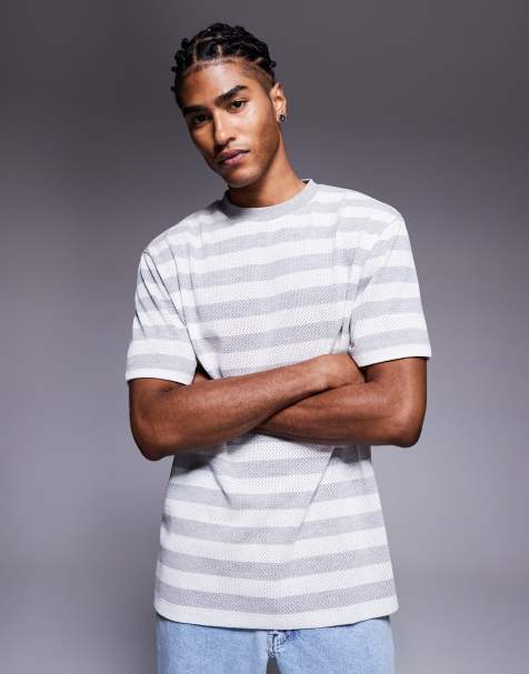ASOS DESIGN - Afslappet T-shirt med teksturerede striber - view 1