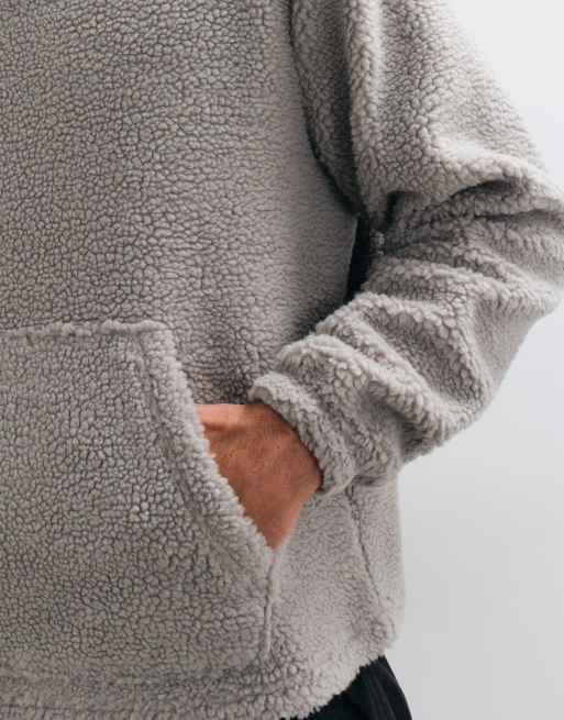 ASOS DESIGN afslappet teddy-hættetrøje i grå, 4 af 5