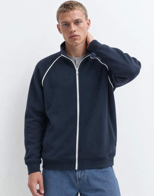 ASOS DESIGN afslappet træningsjakke som del af sæt med piping i navy, 8 af 9