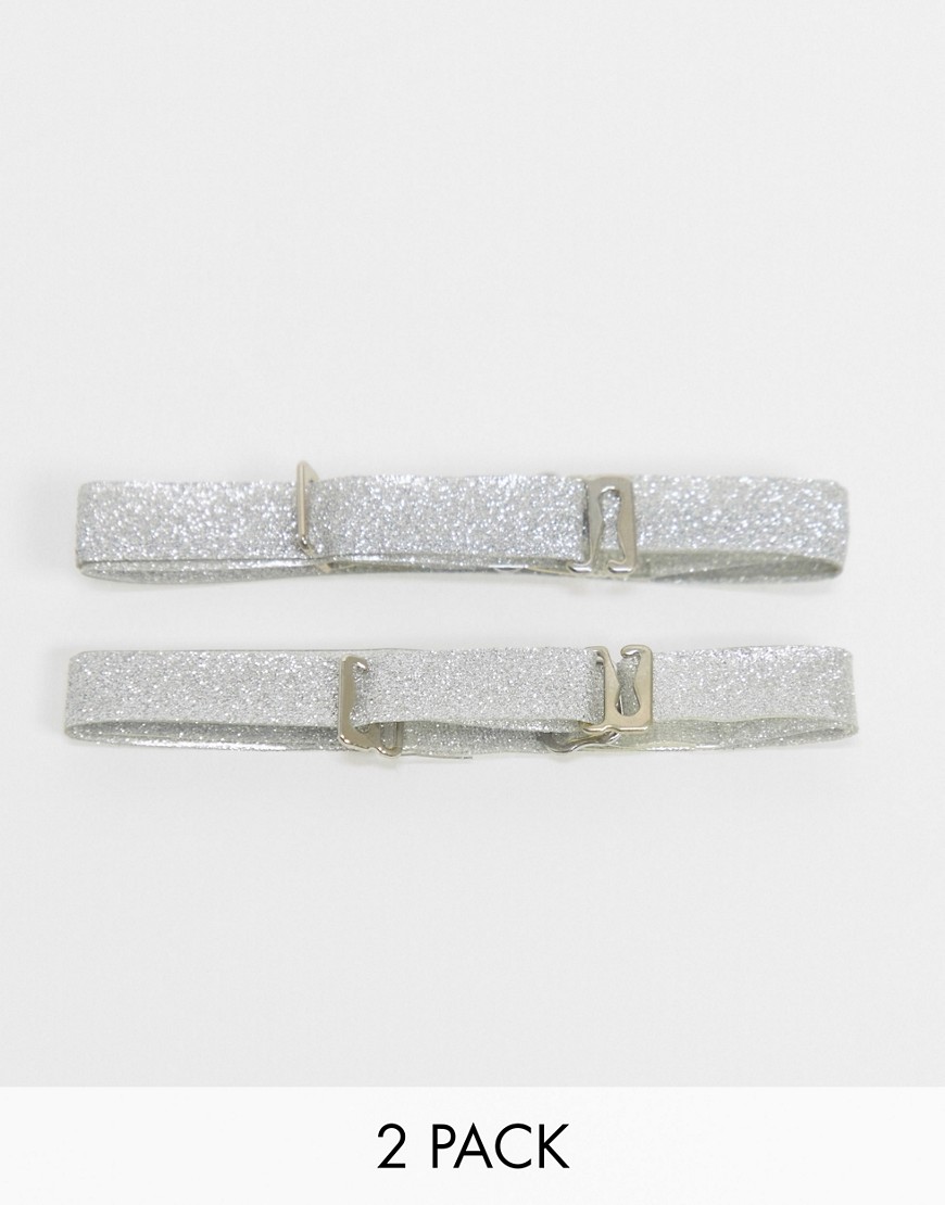 ASOS DESIGN - Aftagelige BH-stropper i sølvfarve med glimmer