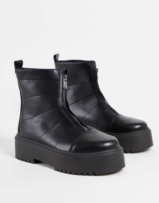 Zip front 2025 flat boots