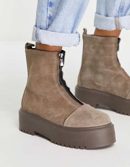 Taupe hot sale flat boots