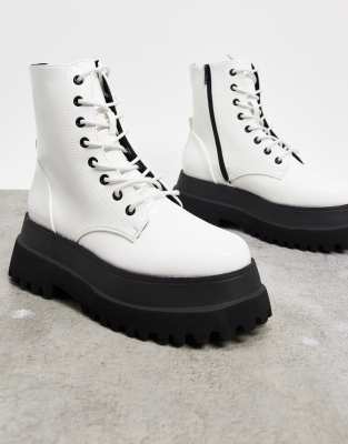 asos design attitude chunky lace up ankle boots