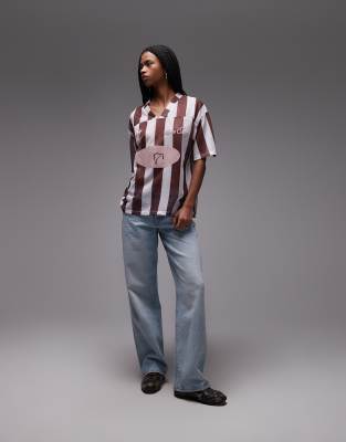 Asos Design Airtex Soccer Style Graphic T-shirt In Multi