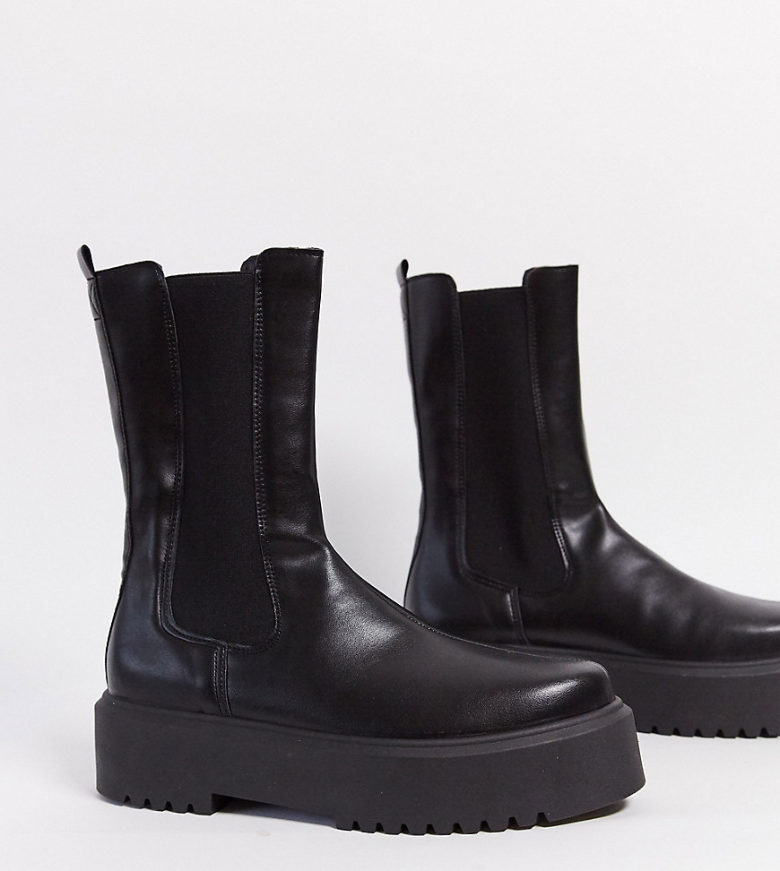 ASOS DESIGN - Alana - Chelsea boots met dikke zool en brede pasvorm in zwart