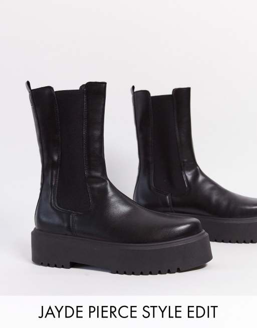 ASOS DESIGN – Alana – Robuste Chelsea-Stiefel in Schwarz, weite Passform