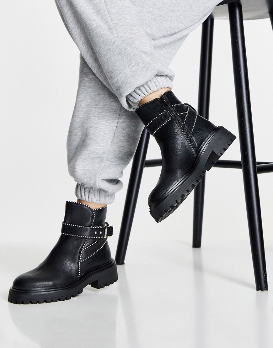 ASOS DESIGN Alani chunky buckle boots in black