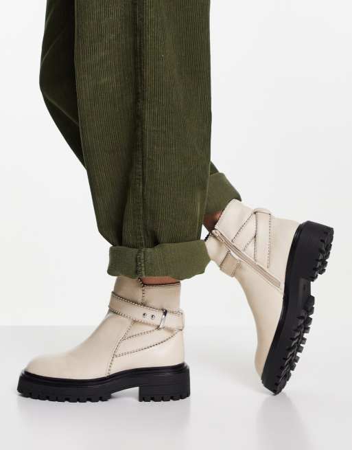 ASOS DESIGN Alani chunky buckle boots in natural