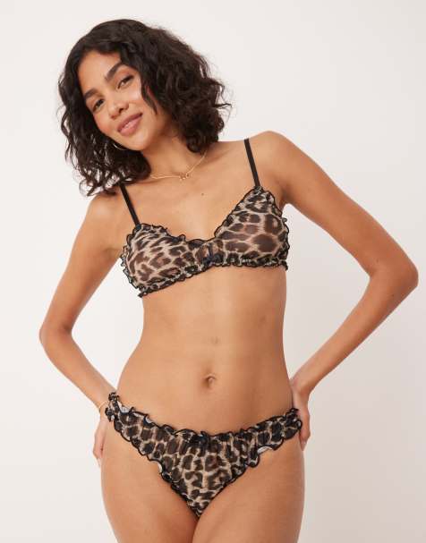 ASOS DESIGN – Alba – Lingerie aus Netzstoff mit Leopardenmuster - view 1