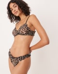 [ASOS DESIGN] ASOS DESIGN Alba scrunch lingerie thong in leopard mesh-Brown XS LEOPARD