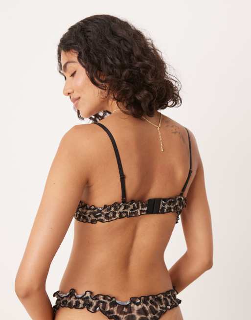 ASOS DESIGN Alba soft triangle bra in leopard mesh, 4 of 4