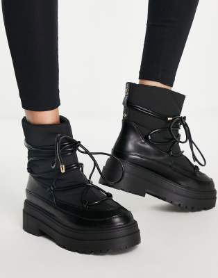 ASOS DESIGN Albie chunky cold weather boots in black