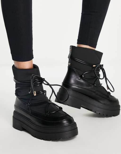 ASOS DESIGN Albie chunky cold weather boots in black | ASOS