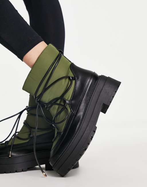 ASOS DESIGN Albie chunky cold weather boots in khaki
