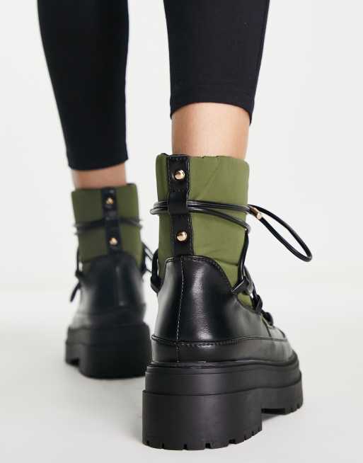 ASOS DESIGN Albie chunky cold weather boots in khaki ASOS