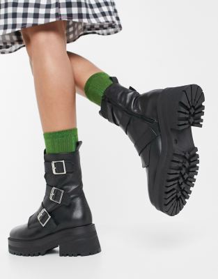 chunky buckle boots