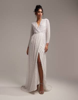 White wrap dress with 2024 sleeves