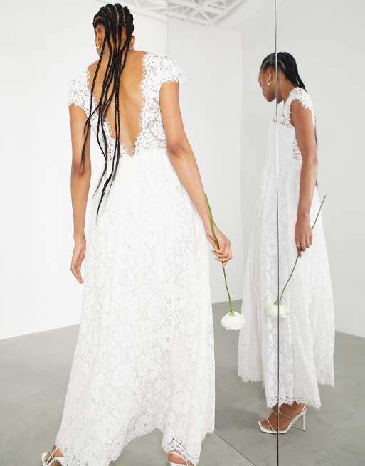 ASOS DESIGN Alexandra cap sleeve v neck lace wedding dress ASOS