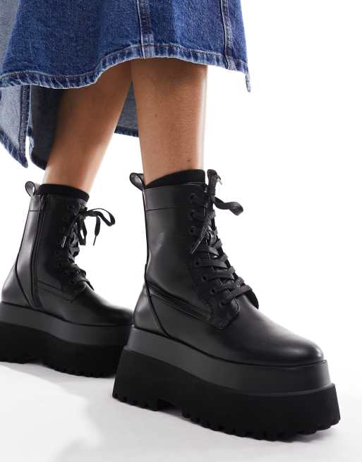 Asos black lace up hot sale boots