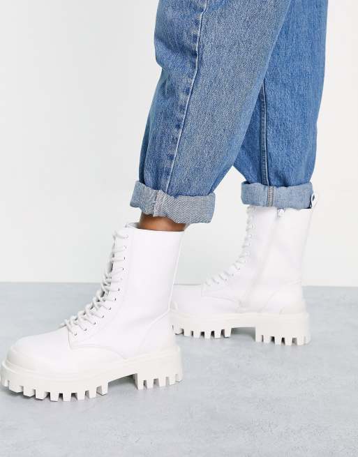 ASOS DESIGN - Algebra - Hvide chunky snørestøvler