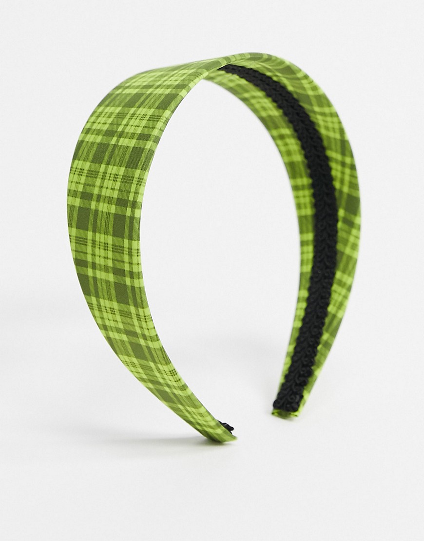 ASOS DESIGN - alice band i grøn ternet print