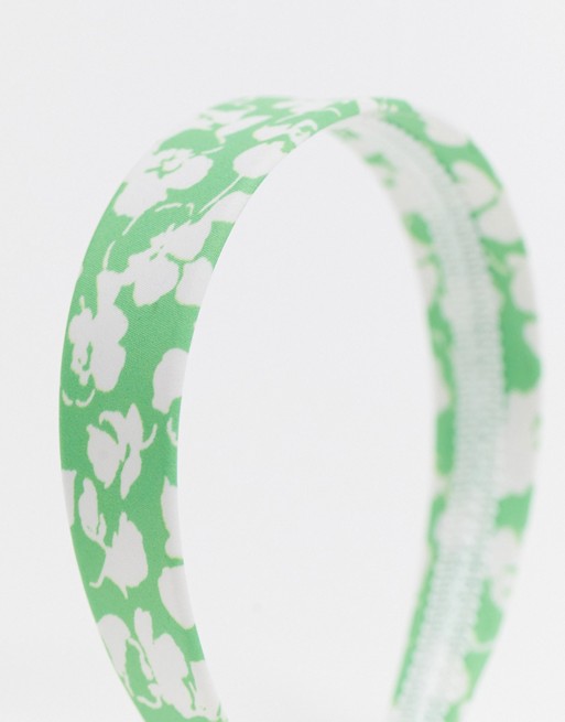 ASOS DESIGN alice band in green floral print