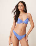 [ASOS DESIGN] ASOS DESIGN Alice lettuce edge hipster bikini bottoms in blue 4 Blue